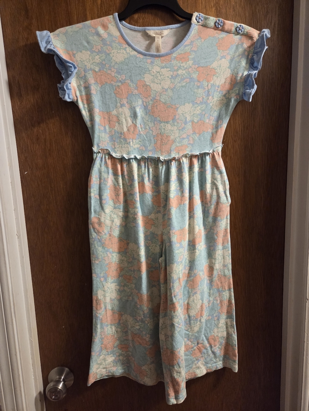 Matilda Jane Pastel Floral Ruffle Sleeve Jumpsuit Size 10
